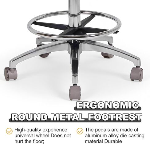 مقعد سرج للأسنان، مقعد مريح قابل للتعديل مع مسند ظهر دوار 360 درجة ومتحرك، ارتفاع قابل للتعديل من جلد البولي يوريثان لطبيب الأسنان والعيادة والمختبر والصالون والاستخدام المنزلي والمكتب (أسود) in Kuwait