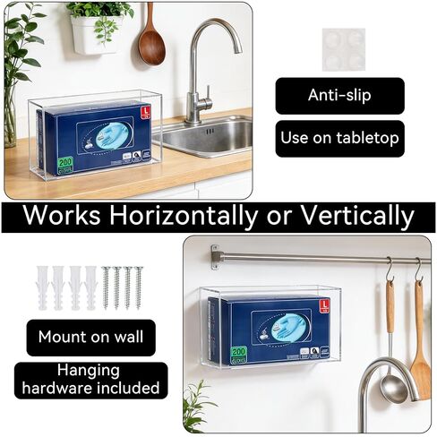 Glove Box Holder Wall Mount, Acrylic Glove Box Organizer, Disposable Rubber Glove Holder for Medical Lab Kitchen, Clear in Kuwait