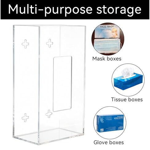 Glove Box Holder Wall Mount, Acrylic Glove Box Organizer, Disposable Rubber Glove Holder for Medical Lab Kitchen, Clear in Kuwait