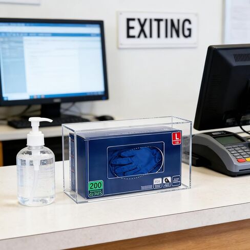 Glove Box Holder Wall Mount, Acrylic Glove Box Organizer, Disposable Rubber Glove Holder for Medical Lab Kitchen, Clear in Kuwait