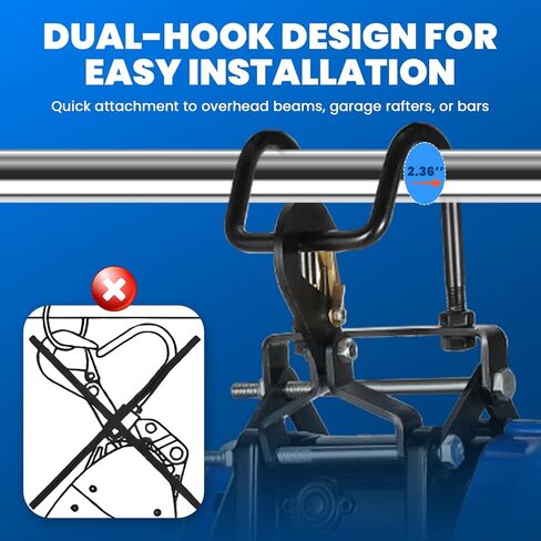 Mxmoonant 2 in 1 Fast Electric Hoist 550lb/250kg, 49ft/15m Lifting Height, Pendant & Remote Control, 19m/min Quick Speed, Double Hook for Garage, Repair Shops, Constructions, Workshops in Kuwait