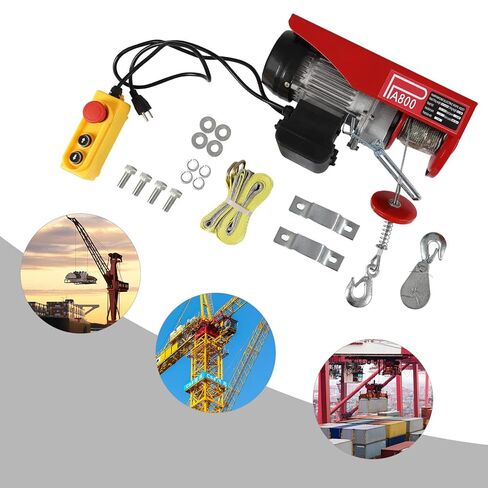 110V Electric Hoist Winch Portable Electric Winch 1763lbs Wire Overhead Hoist Crane Ceiling Garage Pulley Winch with Zinc-Plated Steel Wire and 6FT Remote Control w/Remote Control in Saudi Arabia