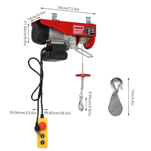 110V Electric Hoist Winch Portable Electric Winch 1763lbs Wire Overhead Hoist Crane Ceiling Garage Pulley Winch with Zinc-Plated Steel Wire and 6FT Remote Control w/Remote Control in Saudi Arabia