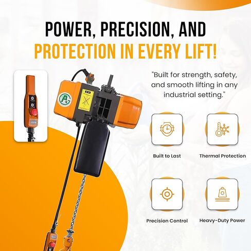 Heavy-Duty 2 Ton Electric Hoist, Electric Winch - Electric Hoist with VFD Controls, 20' Lift Height, 480V 3-Phase, Pendant Control in Saudi Arabia