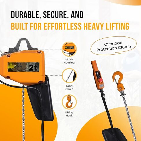 Heavy-Duty 2 Ton Electric Hoist, Electric Winch - Electric Hoist with VFD Controls, 20' Lift Height, 480V 3-Phase, Pendant Control in Saudi Arabia