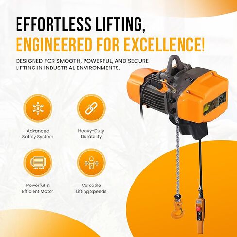Heavy-Duty 2 Ton Electric Hoist, Electric Winch - Electric Hoist with VFD Controls, 20' Lift Height, 480V 3-Phase, Pendant Control in Saudi Arabia