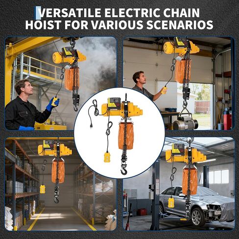 Electric Chain Hoist, 2200 lbs/1 ton Capacity, 10 ft Lifting Height, 10 ft/min Speed, 120V, Single Phase Overhead Crane with G100 Chain, 10 ft Wired Remote Control for Garage, Shop, Hotel, Home in Saudi Arabia