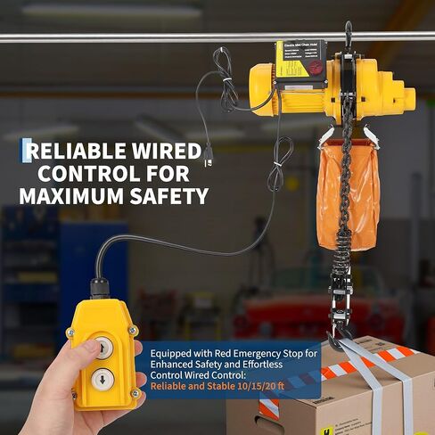 Electric Chain Hoist, 2200 lbs/1 ton Capacity, 10 ft Lifting Height, 10 ft/min Speed, 120V, Single Phase Overhead Crane with G100 Chain, 10 ft Wired Remote Control for Garage, Shop, Hotel, Home in Saudi Arabia
