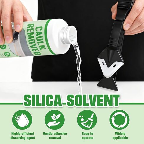 JAOJAO Caulk Remover, Silicone Caulk Remover Solvent Strong Dissolving Power Mild Performance Wide Application for Removes All Types of Uncured and Cured Silicone Rubber, 200ml in Kuwait
