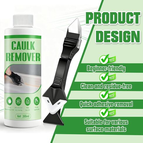 JAOJAO Caulk Remover, Silicone Caulk Remover Solvent Strong Dissolving Power Mild Performance Wide Application for Removes All Types of Uncured and Cured Silicone Rubber, 200ml in Kuwait