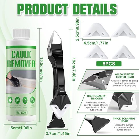 JAOJAO Caulk Remover, Silicone Caulk Remover Solvent Strong Dissolving Power Mild Performance Wide Application for Removes All Types of Uncured and Cured Silicone Rubber, 200ml in Kuwait