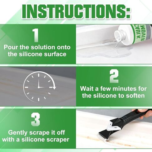 JAOJAO Caulk Remover, Silicone Caulk Remover Solvent Strong Dissolving Power Mild Performance Wide Application for Removes All Types of Uncured and Cured Silicone Rubber, 200ml in Kuwait