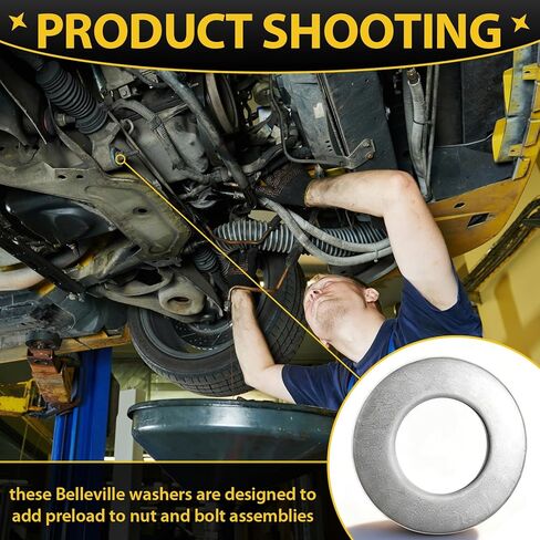 200 Pack 1/4" Belleville Washers Bulk Conical Disc Spring Cup Washers 18-8 Stainless Steel in Kuwait