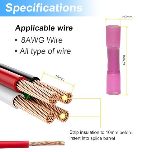 مجموعة موصلات مؤخرة قابلة للانكماش بالحرارة 10 قطع 8AWG باللون الأحمر، أطراف تجعيد طرفية معزولة مقاومة للماء للسيارات البحرية، موصلات وصلة لمحركات السيارات البحرية (10 قطع باللون الأحمر) in Kuwait