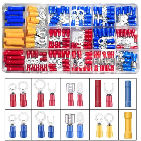 150PCS Mixed Quick Disconnect Electrical Insulated Butt Bullet Spade Fork Ring Solderless Crimp Terminals 18 Types Wire Connectors Assortment Kit in Saudi Arabia