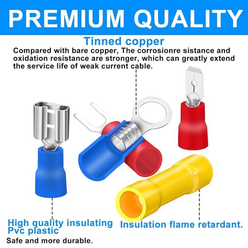150PCS Mixed Quick Disconnect Electrical Insulated Butt Bullet Spade Fork Ring Solderless Crimp Terminals 18 Types Wire Connectors Assortment Kit in Saudi Arabia