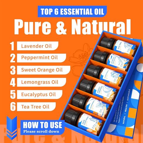 HIQILI Essential Oils Set,Top 16 Organic Aromatherapy Oils for Diffusers for Home,Plant Therapy,Candle Making,Laundry Fragrance,Humidifiers,Skin Care in Kuwait