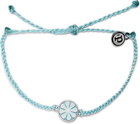 Pura Vida Silver or Rose Gold-Plated Cameo Flower Bracelet - Adjustable Band, Coated Brand Charm in Saudi Arabia