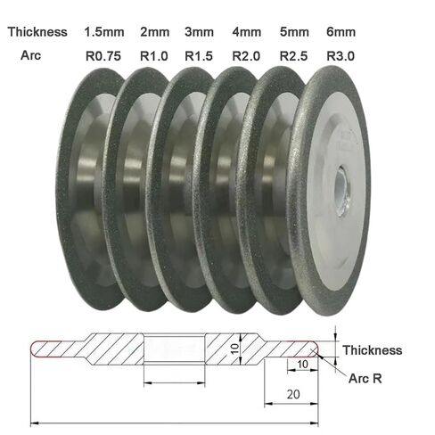 Arc Grinding Wheel, Semicircular Alloy Tap Slotting Tools Grinder Disc 100mm 125mm~ 150mm SDC 200 400 Grit 1pcs(1.5mm R0.75,400Grit,100 * 20mm) in Kuwait