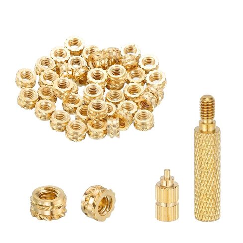 uxcell 100 Pcs Threaded Inserts with Soldering Iron Tip Press Tool, M3 x 3mm H x 5mm OD Brass Metric Knurled Nuts Heat Set Inserts Embedment Nut for 3D Printing Plastic Parts in Saudi Arabia
