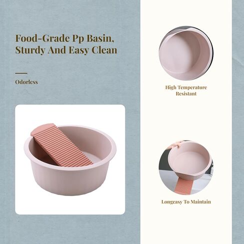 Washboard, Washtub Washing Supplies Compact Non Slip Lightweight Washboard Basin Laundry(Pink) in Saudi Arabia