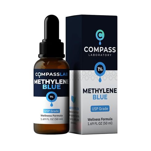 Compass Laboratory Methylene Blue 1% Solution | USP-Grade Research Formula | Premium Purity, Practitioner-Directed Use | 50 mL Amber Glass Dropper Bottle | Made in USA in Kuwait