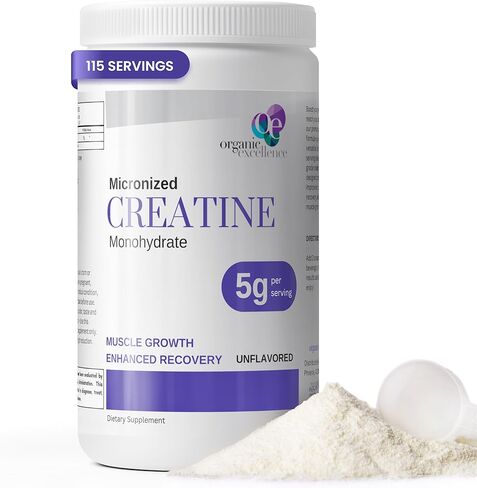 أورجانيك إكسيلانس كرياتين مونوهيدرات - مسحوق كرياتين ميكروني لنمو العضلات وقوتها واستعادتها - بدون نكهة، 115 حصة in Kuwait