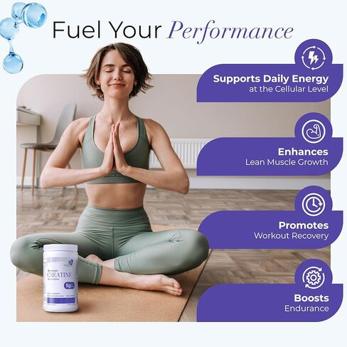 أورجانيك إكسيلانس كرياتين مونوهيدرات - مسحوق كرياتين ميكروني لنمو العضلات وقوتها واستعادتها - بدون نكهة، 115 حصة in Kuwait