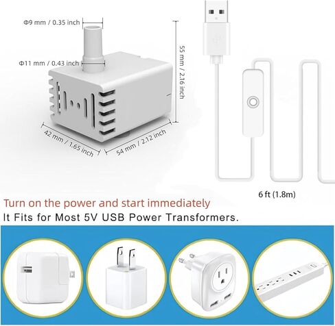 DC 5V USB مضخة مياه غاطسة مصغرة مع أنابيب لنافورة الحيوانات الأليفة ، حوض أسماك الحوض ، البركة ، نافورة ، الزراعة المائية in Kuwait