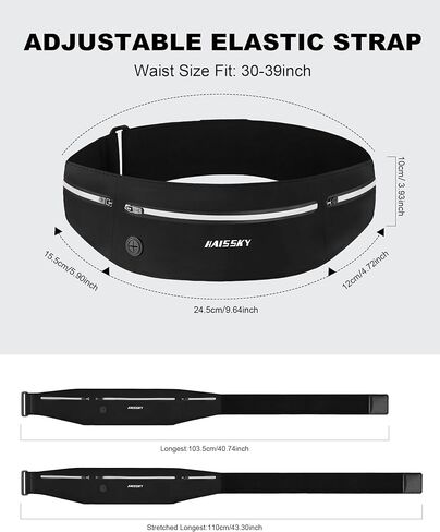 حزام الجري النحيف - حزمة فاني للجري بثلاثة جيوب، حقيبة خصر مقاومة للعرق قابلة للتعديل للرجال والنساء، حامل هاتف للياقة البدنية للتمارين الرياضية يناسب جميع الهواتف - حزام سباق الماراثون للركض in Kuwait