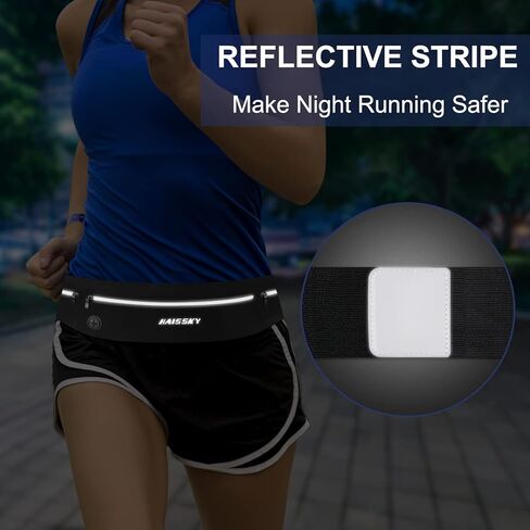 حزام الجري النحيف - حزمة فاني للجري بثلاثة جيوب، حقيبة خصر مقاومة للعرق قابلة للتعديل للرجال والنساء، حامل هاتف للياقة البدنية للتمارين الرياضية يناسب جميع الهواتف - حزام سباق الماراثون للركض in Kuwait