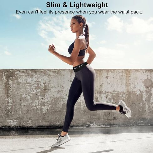 حزام الجري النحيف - حزمة فاني للجري بثلاثة جيوب، حقيبة خصر مقاومة للعرق قابلة للتعديل للرجال والنساء، حامل هاتف للياقة البدنية للتمارين الرياضية يناسب جميع الهواتف - حزام سباق الماراثون للركض in Kuwait