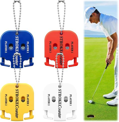 4 Pcs Golf Stroke Counters, Portable Golf Score Counter, 2-Player Score Counter for Golf Training, Tournaments & Games, Dial Resetting, Key Chain in Saudi Arabia