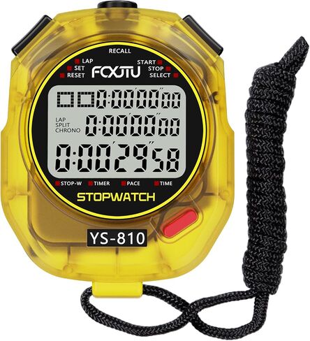 مؤقت ساعة توقيت رياضي FCXJTU، مؤقت عد تنازلي لساعة توقيت رقمية بذاكرة 10 دورات/تقسيم مع تشغيل/إيقاف تشغيل منبه 12/24 ساعة، حبل شاشة كبير للغاية بتقويم 3 صفوف لمدرب P.E والحكام (أصفر) in Kuwait