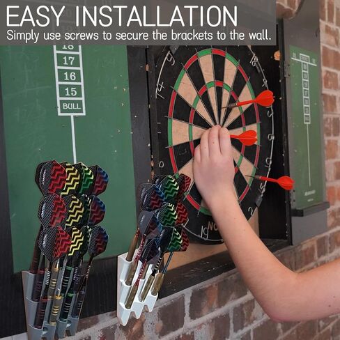 2 Pack Dart Holder Wall Mount Display Rack 3D Printed - Bracket for 9 Steel or Soft Tip Darts, Storage and Organizer Accessory for Dart Players (No Darts Included) in Saudi Arabia