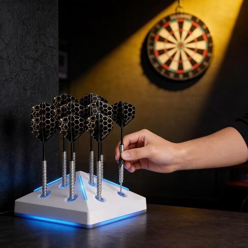 Dart Holder Stand 12 Darts Display, Tabletop Dart Station with Light, 7 RGB Colors & Breathing Mode for Steel & Soft Tip Darts Display and Storage in Kuwait