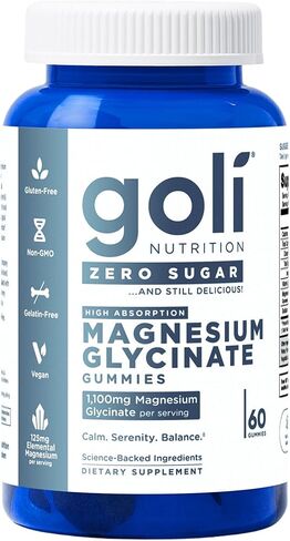 صفر السكر Goli Magnesium Gummies - 260mg المغنيسيوم ، فيتامين D ، لا محليات اصطناعية ، لا كحول السكر. خالية من الجيلاتين ، خالية من الغلوتين ، نباتي وغير محلي (3) in Kuwait