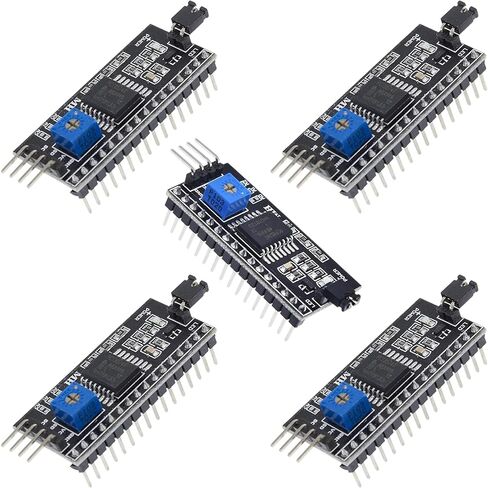 وحدة محول PCF8574 I2C لـ LCD1602 وLCD2004، لوحة توسيع واجهة IIC 2.5 فولت إلى 6 فولت متوافقة مع Arduino، ESP32، Raspberry Pi، 5 قطع in Saudi Arabia
