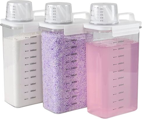 3-Pack 78 OZ Plastic Liquid Laundry Detergent Dispenser, Clear Laundry Detergent Dispenser for Powder, Beads, Fabric Softener, Bleach in Kuwait