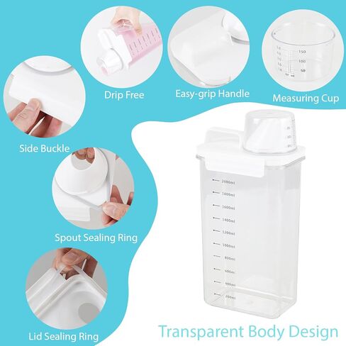 3-Pack 78 OZ Plastic Liquid Laundry Detergent Dispenser, Clear Laundry Detergent Dispenser for Powder, Beads, Fabric Softener, Bleach in Kuwait