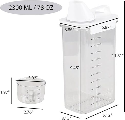 3-Pack 78 OZ Plastic Liquid Laundry Detergent Dispenser, Clear Laundry Detergent Dispenser for Powder, Beads, Fabric Softener, Bleach in Kuwait