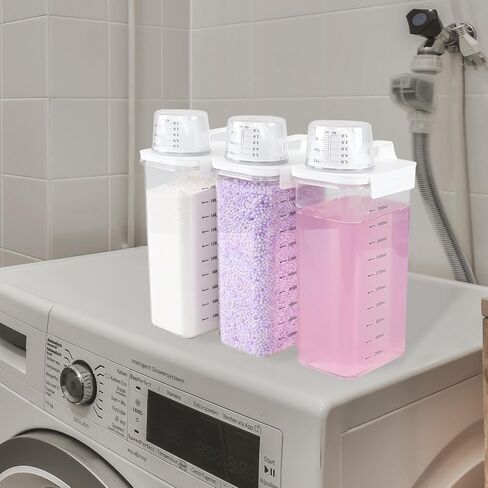 3-Pack 78 OZ Plastic Liquid Laundry Detergent Dispenser, Clear Laundry Detergent Dispenser for Powder, Beads, Fabric Softener, Bleach in Kuwait