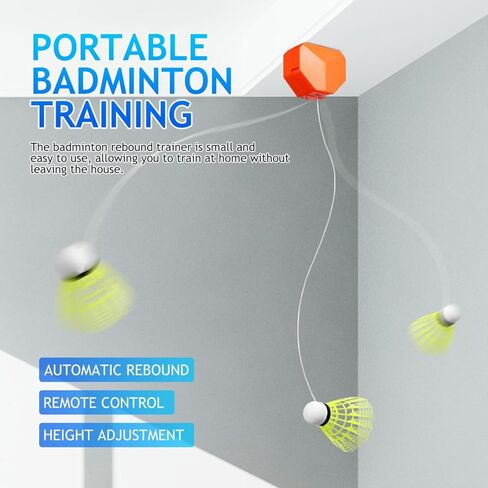 VICASKY 1Set Badminton Training Machine Automatic Rebound Trainer with Remote Control Portable Single Player Practice Aid Includes Ball for Adults in Saudi Arabia