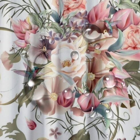 ستارة دش بطبعة الطائر الطنان مع خطافات، ستارة دش ريترو مقاومة للماء للصيف، ستائر شاطئ قابلة للغسل من القماش للحمام لقضاء العطلات بديكور بوهو 60 × 72 بوصة in Kuwait