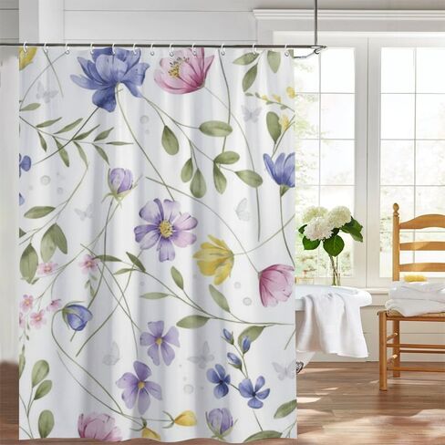 ستارة دش مزرعة بنمط أوراق الكرمة مع خطافات، ستارة دش بريبي صيفية مقاومة للماء، ستائر بوهو من القماش قابلة للغسل لحوض الاستحمام والحمام ديكو 60 × 72 بوصة in Kuwait