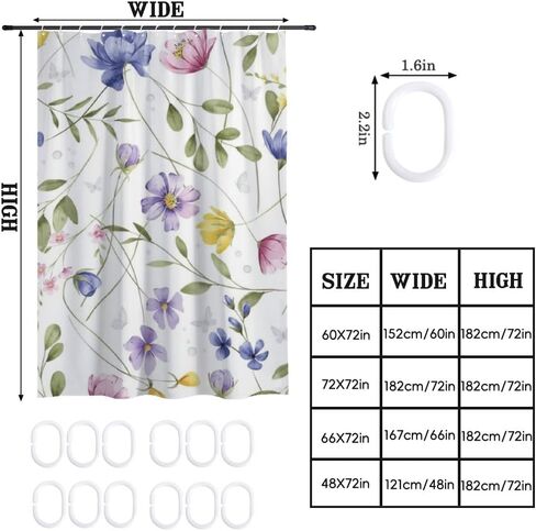 ستارة دش مزرعة بنمط أوراق الكرمة مع خطافات، ستارة دش بريبي صيفية مقاومة للماء، ستائر بوهو من القماش قابلة للغسل لحوض الاستحمام والحمام ديكو 60 × 72 بوصة in Kuwait