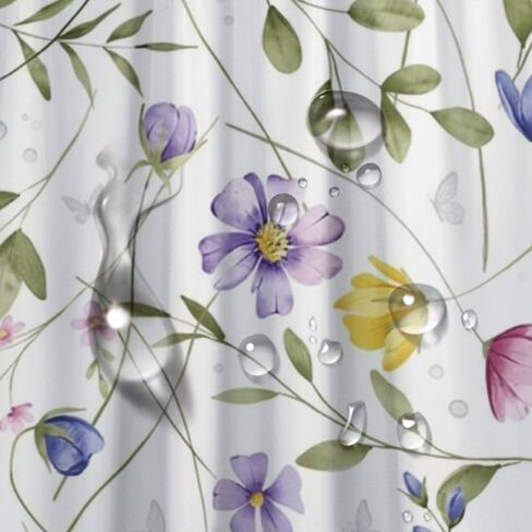 ستارة دش مزرعة بنمط أوراق الكرمة مع خطافات، ستارة دش بريبي صيفية مقاومة للماء، ستائر بوهو من القماش قابلة للغسل لحوض الاستحمام والحمام ديكو 60 × 72 بوصة in Kuwait