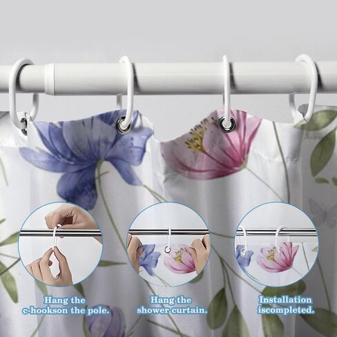 ستارة دش مزرعة بنمط أوراق الكرمة مع خطافات، ستارة دش بريبي صيفية مقاومة للماء، ستائر بوهو من القماش قابلة للغسل لحوض الاستحمام والحمام ديكو 60 × 72 بوصة in Kuwait