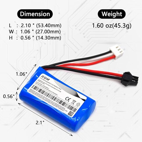 (4-Pack) 7.4V 700mAh Li-ion Battery with EL-2P Plug – 15C Discharge Rate, Compatible with FT009 RC Boat Toys & USB Charging Cable in Saudi Arabia
