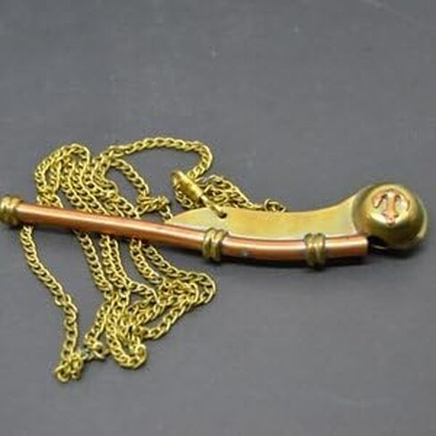 Vintage Copper & Brass Boatswain Whistle with Chain – Naval Bosun Pipe, Antique Nautical Whistle in Saudi Arabia